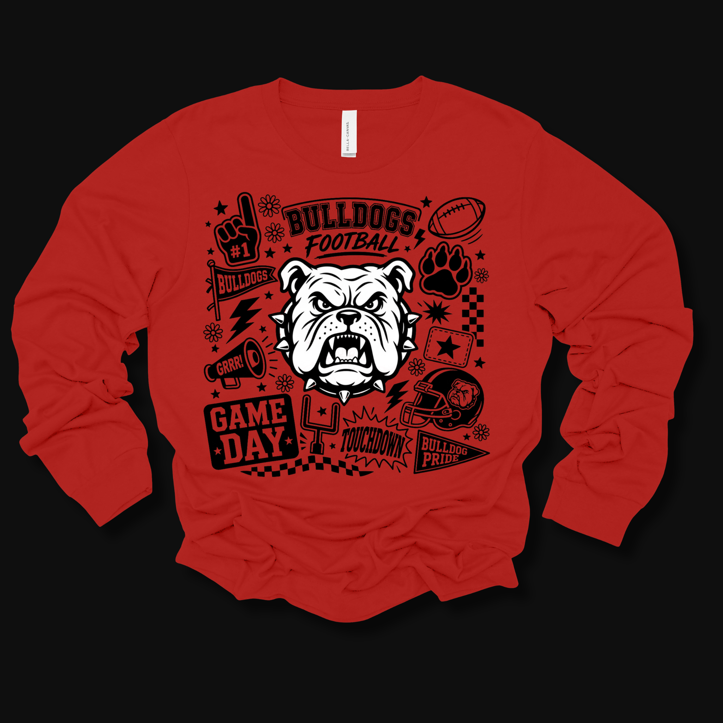 Bulldogs Football Spirit T-shirt - Game Day Bulldog Mascot & Touchdown Apparel