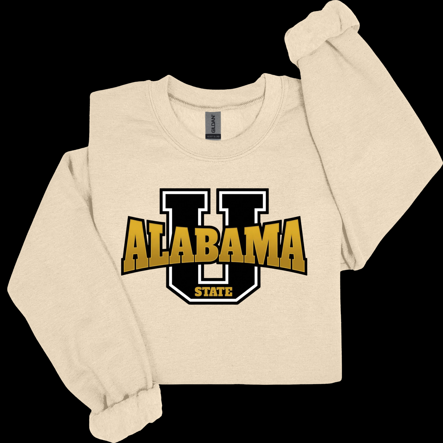 A cream-colored crewneck sweatshirt with a graphic of a yellow and black hornet and the text 'Hornets Nation' on the front, displayed against a solid black background.