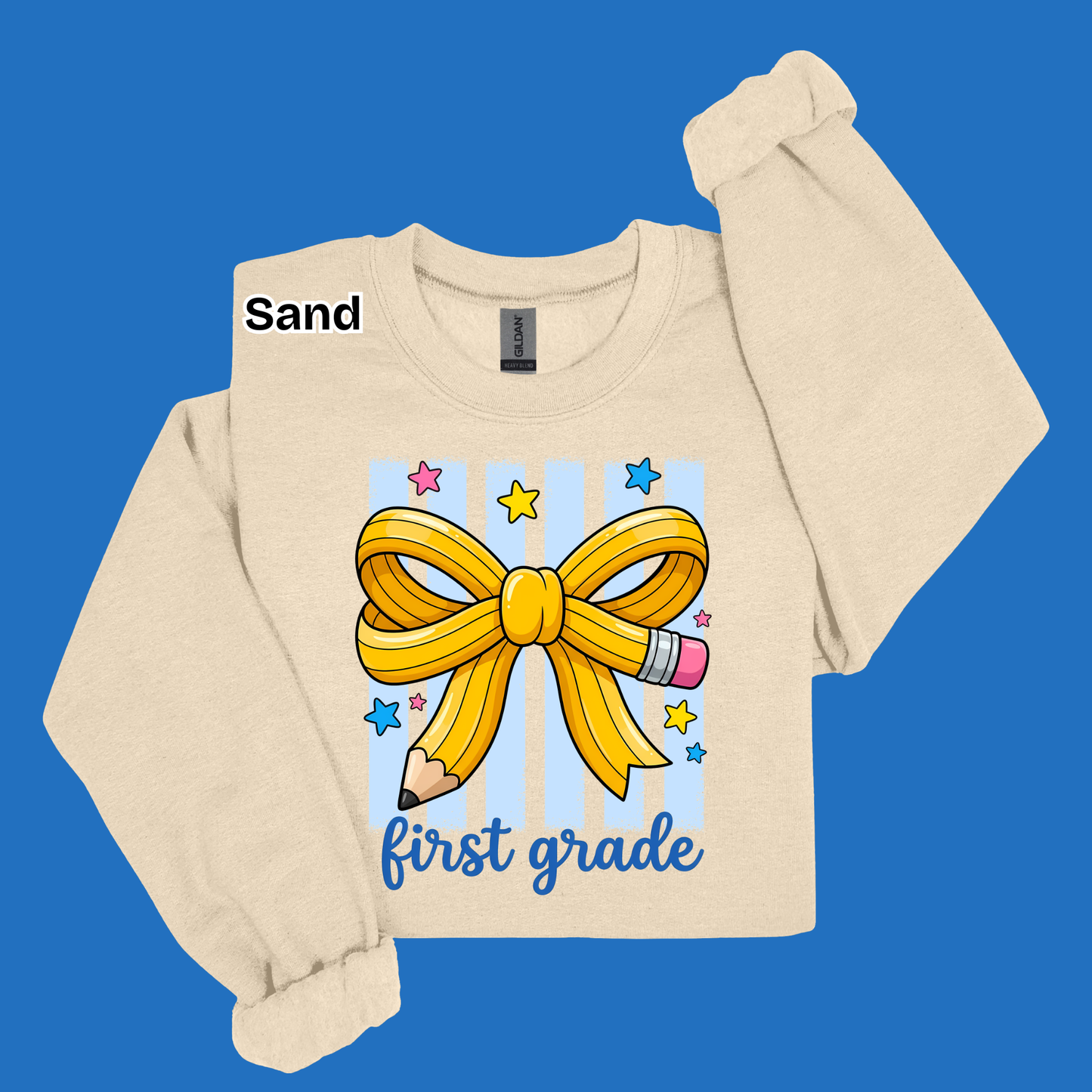 Cute Pencil Bow Teacher Sweatshirt | Pre-K to 5th Grade Tee - Customizable
