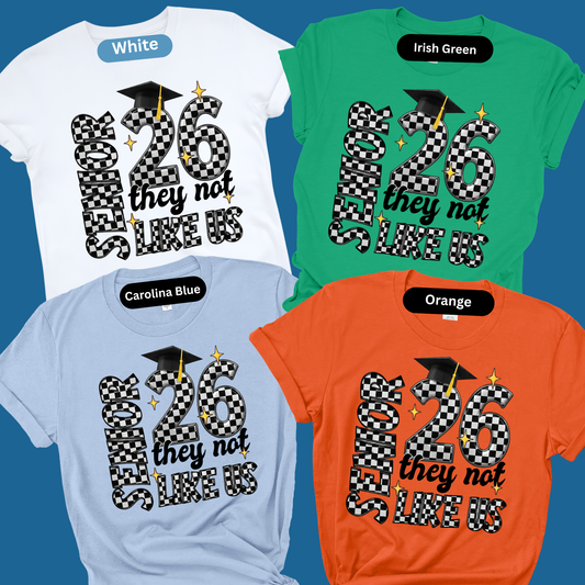 Senior 2026 T-Shirt - Retro Checkered "They Not Like Us" Graduation 2026