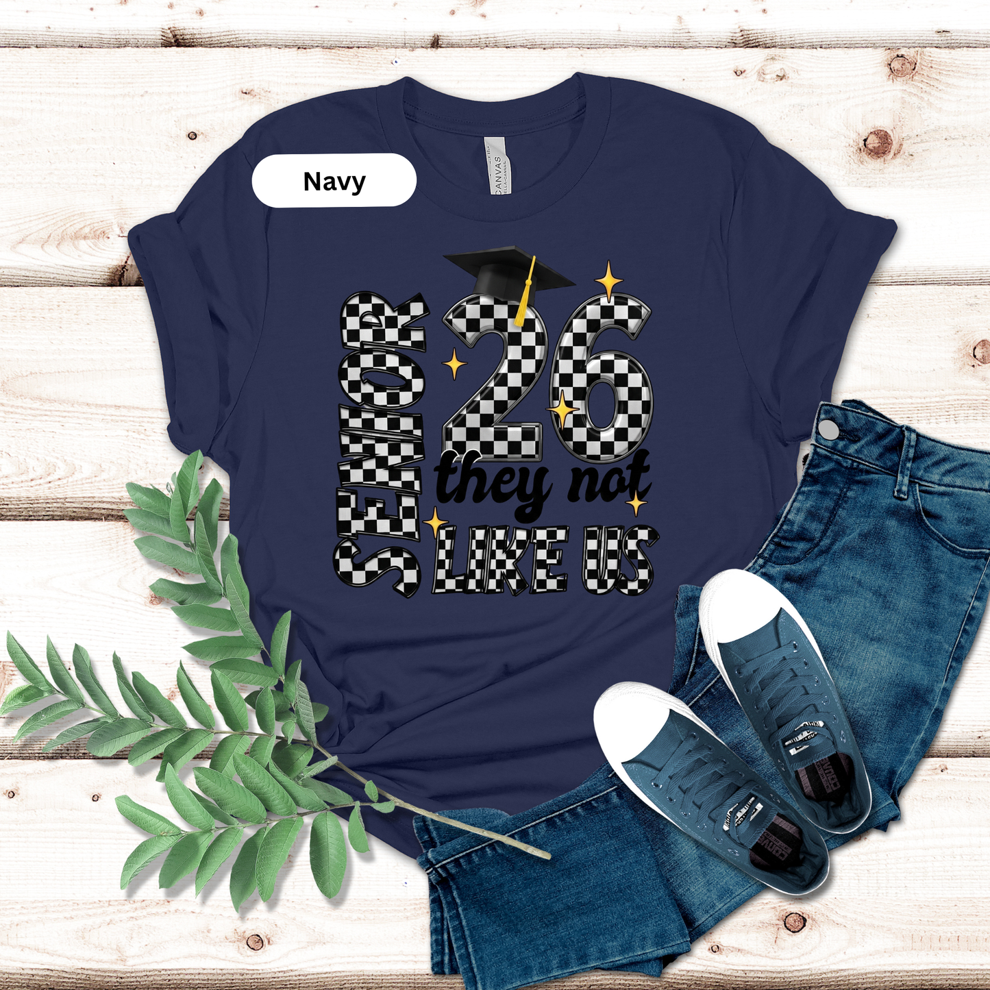 Senior 2026 T-Shirt - Retro Checkered "They Not Like Us" Graduation 2026