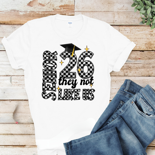 Senior 2026 T-Shirt - Retro Checkered "They Not Like Us" Graduation 2026