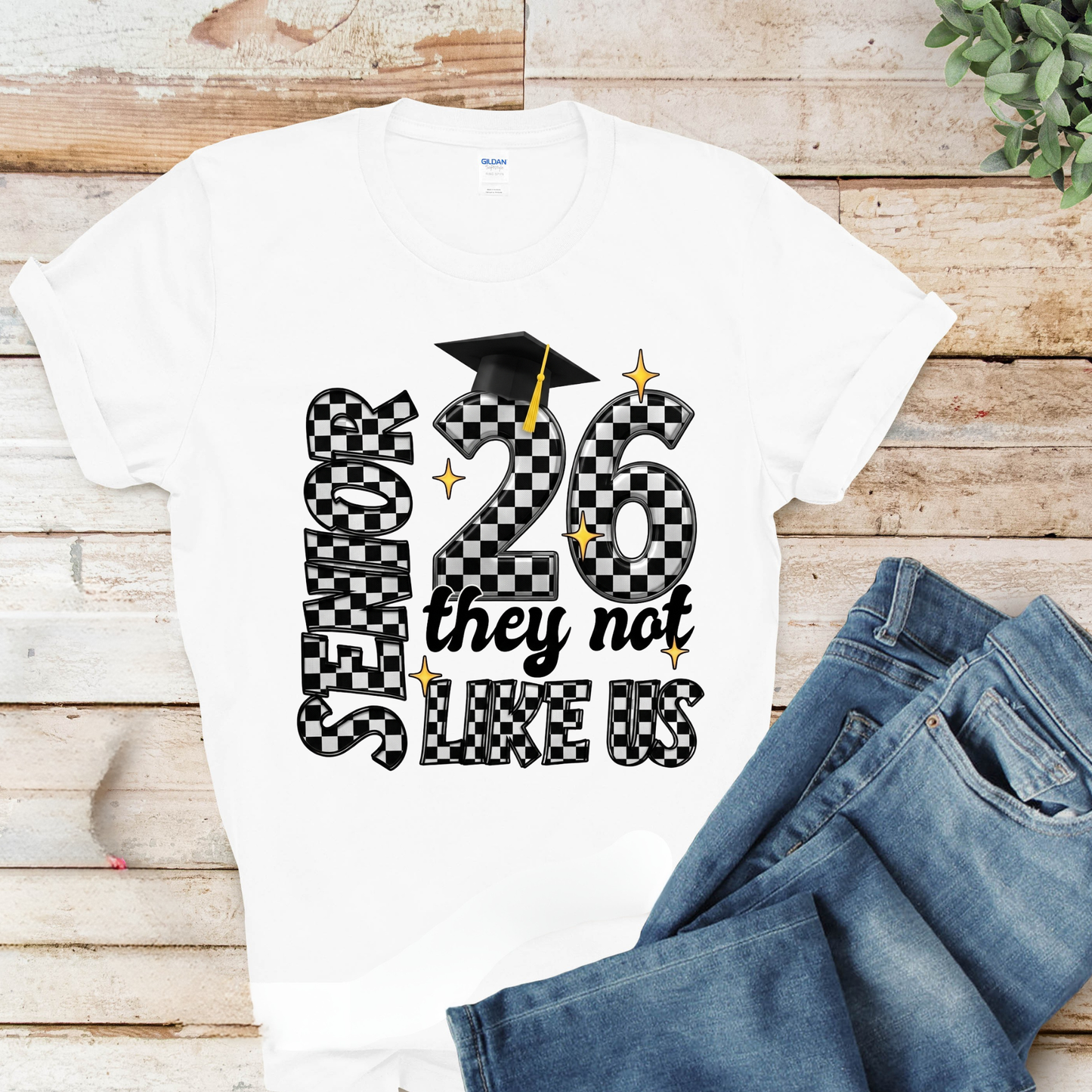 Senior 2026 T-Shirt - Retro Checkered "They Not Like Us" Graduation 2026