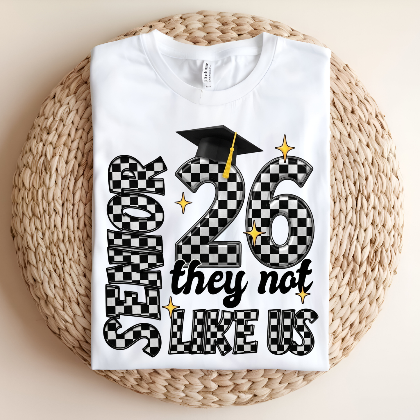 Senior 2026 T-Shirt - Retro Checkered "They Not Like Us" Graduation 2026