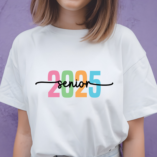 Senior 2025 T-Shirt - Graduating Senior 2025 Fun Colorful Simple Tee
