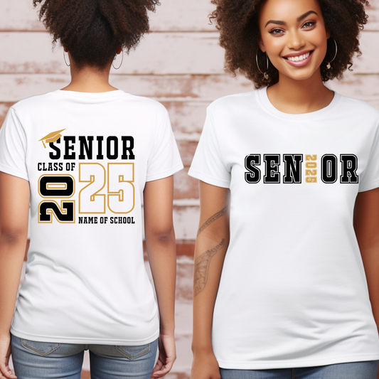 Senior 2025 T-Shirt - Graduating Senior "Senior 2025" Front & Back