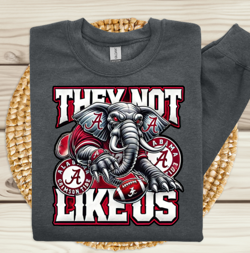 Alabama Football They Not Like Us Alabama Crimson Tide Roll Tide Heather Gray Sweater