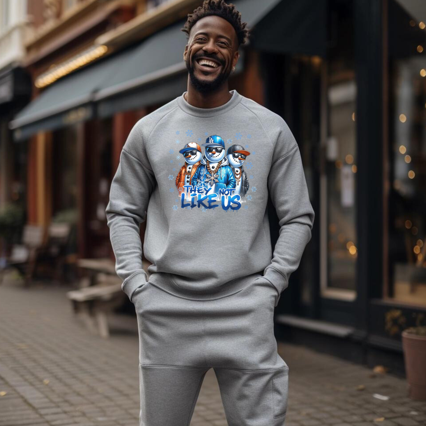 Urban Snowmen Christmas Sweater - They Not Like Us Snowmen Graphic Christmas Sweatshirt