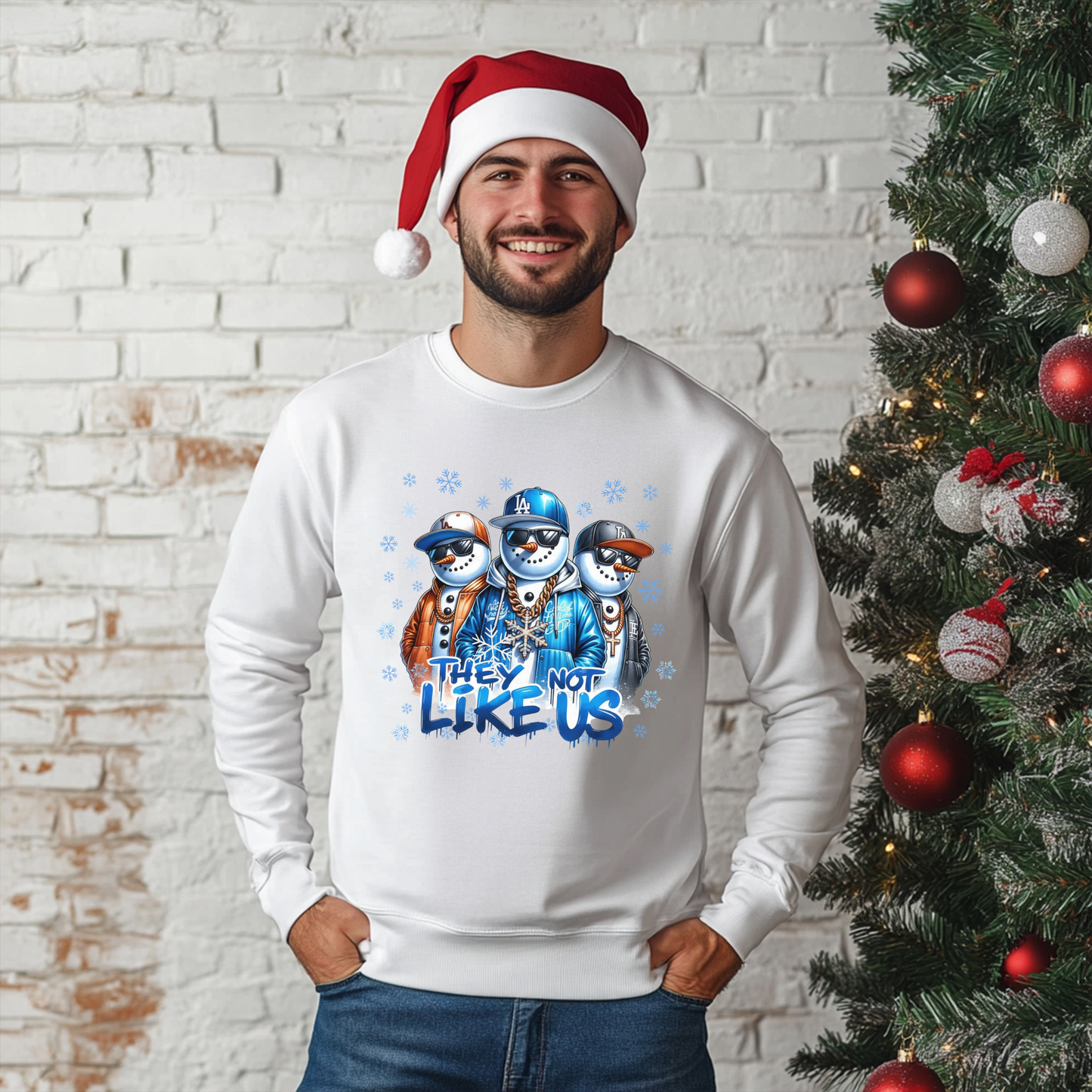 Urban Snowmen Christmas Sweater - They Not Like Us Snowmen Graphic Christmas Sweatshirt