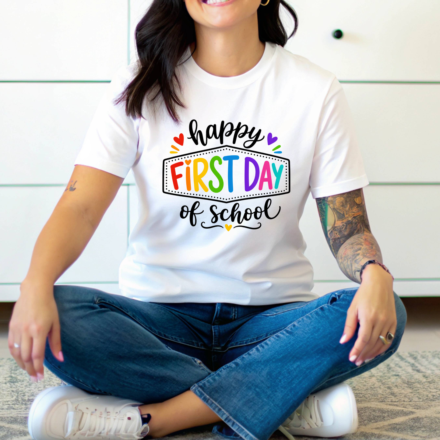 Teacher Spirit Apparel - Happy First Day of School Graphic Shirts (Comfort Colors)