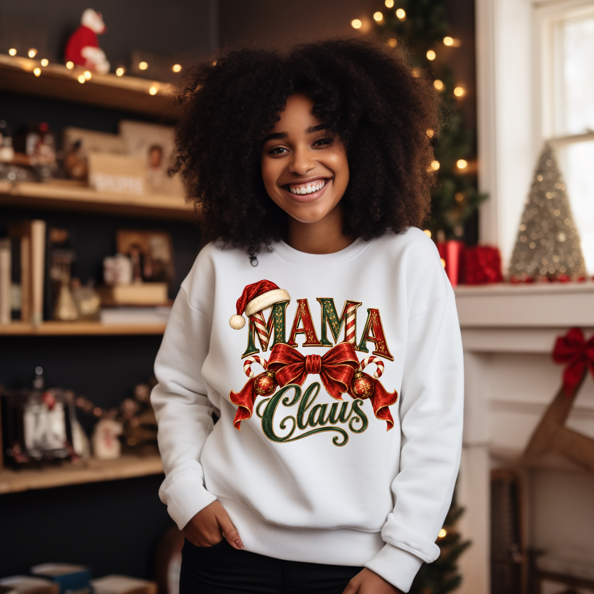 Mama Clause Christmas Shirt - Vintage "Mama Claus" Christmas Apparel, Short - Long Sleeve & Crewneck Sweater