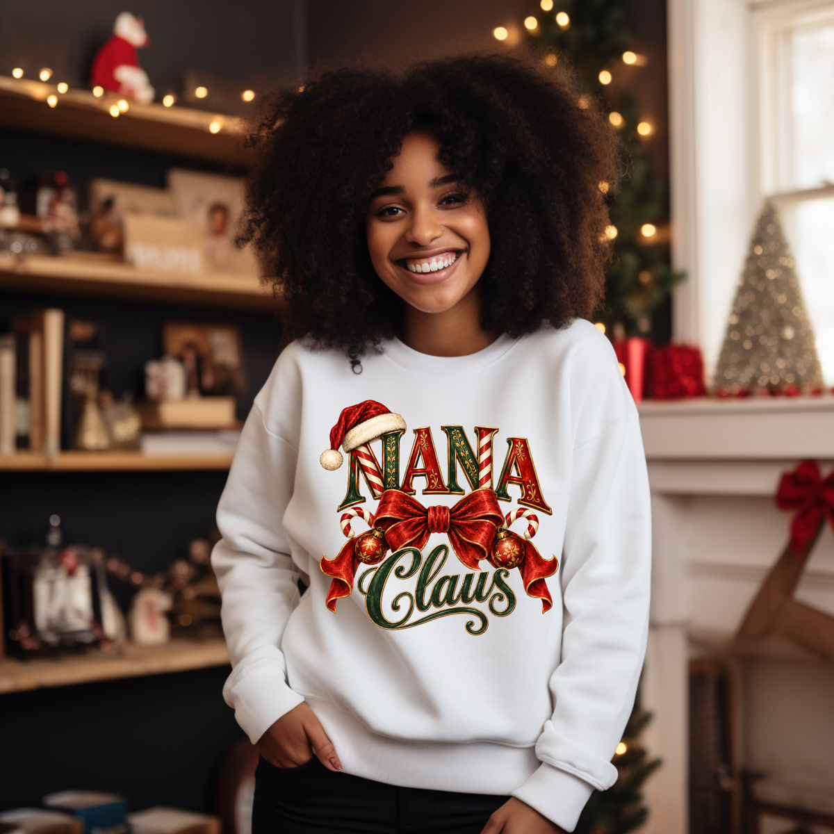 Nana Claus Christmas Shirt - Vintage "NANA Claus" Christmas Apparel, Short - Long Sleeve & Crewneck Sweater