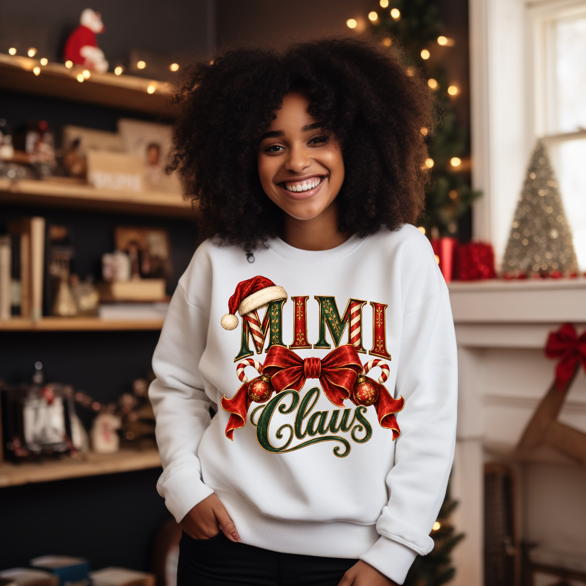 MIMI Claus Christmas Shirt - Vintage "MIMI Claus" Christmas Apparel, Short - Long Sleeve & Crewneck Sweater