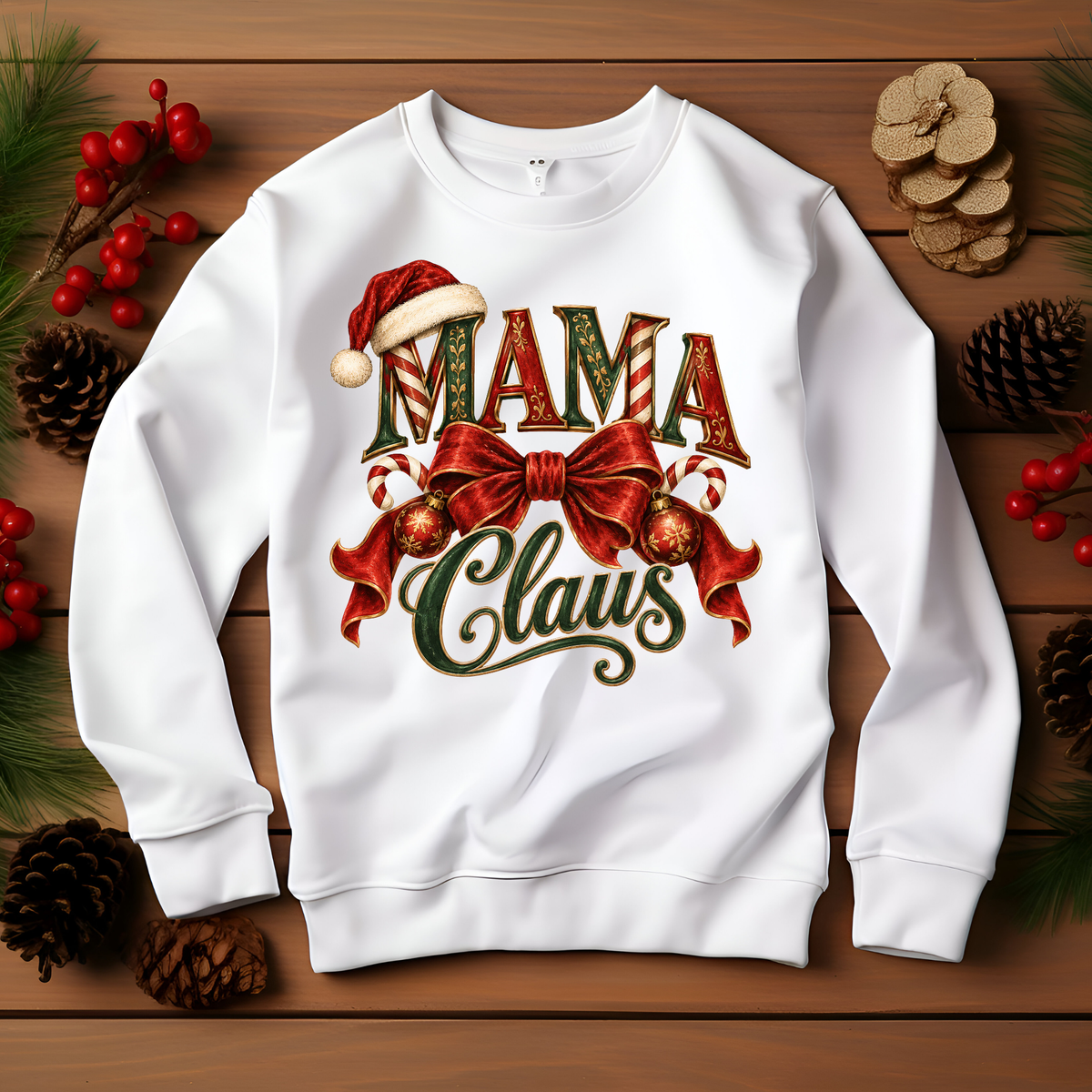 Mama Clause Christmas Shirt - Vintage "Mama Claus" Christmas Apparel, Short - Long Sleeve & Crewneck Sweater