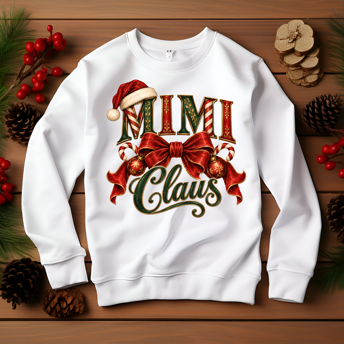 MIMI Claus Christmas Shirt - Vintage "MIMI Claus" Christmas Apparel, Short - Long Sleeve & Crewneck Sweater