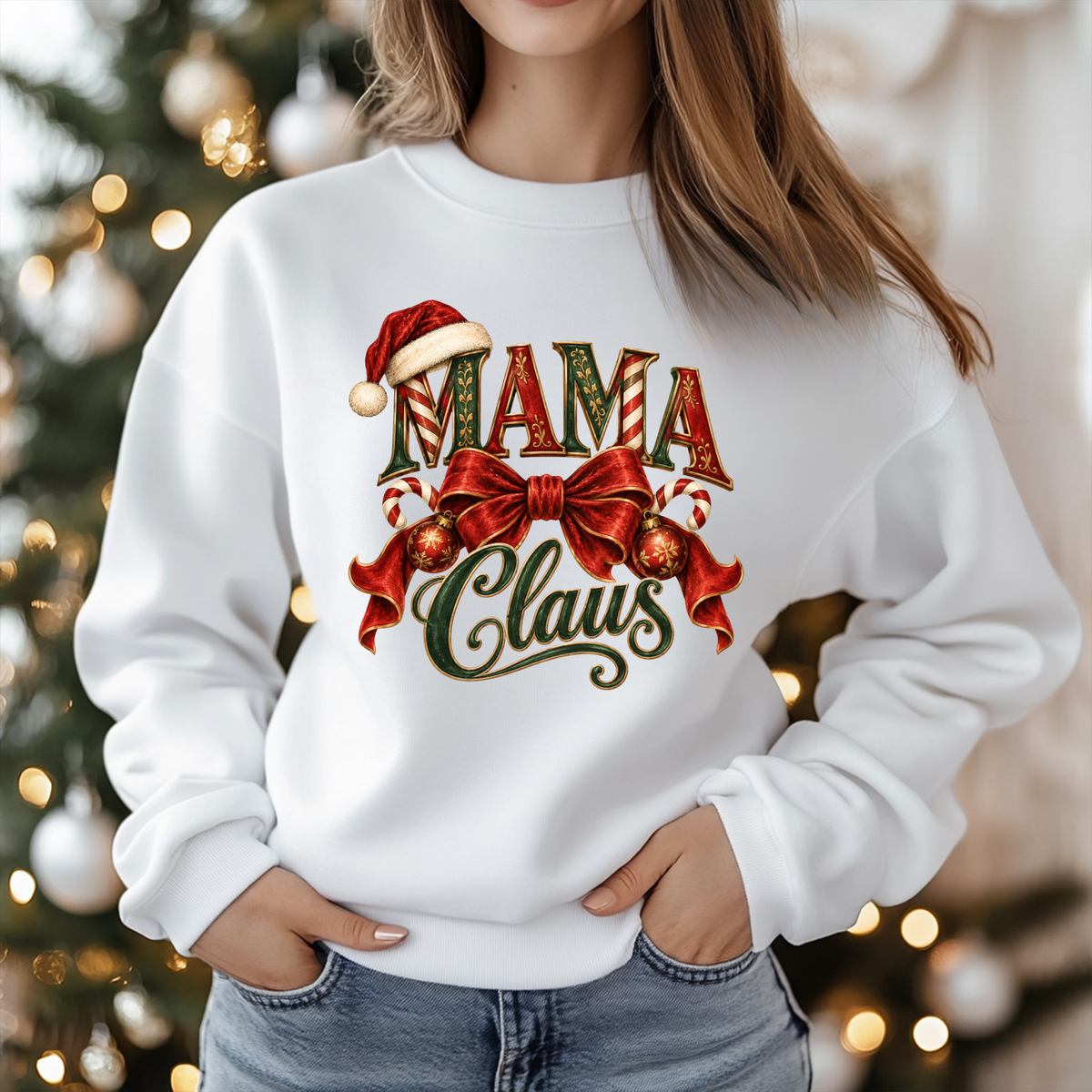 Mama Clause Christmas Shirt - Vintage "Mama Claus" Christmas Apparel, Short - Long Sleeve & Crewneck Sweater