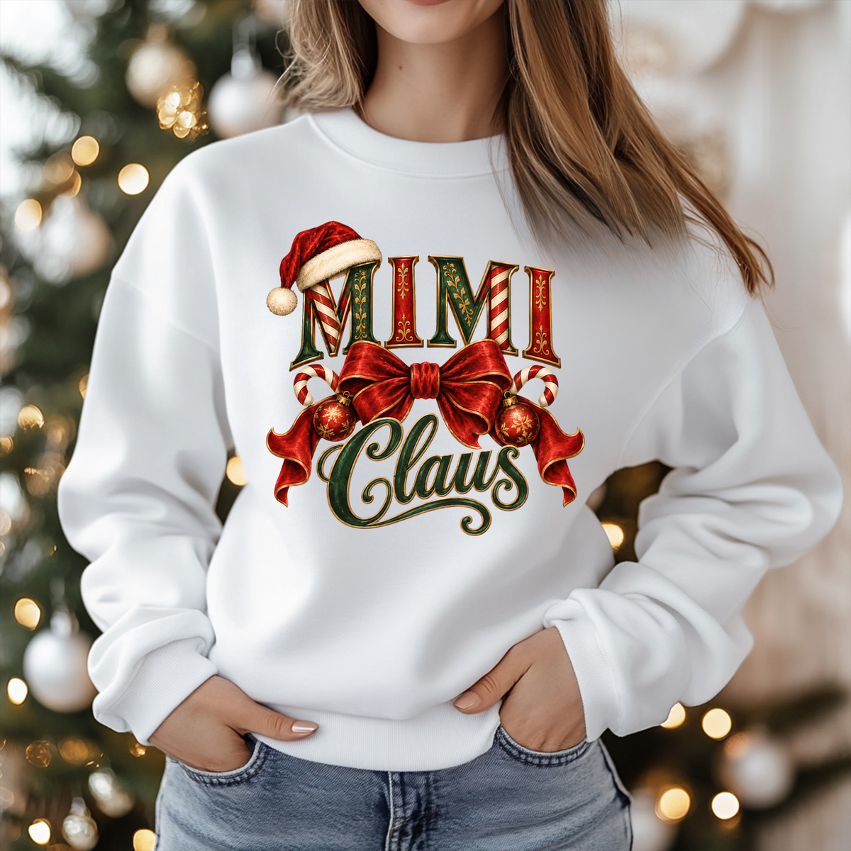 MIMI Claus Christmas Shirt - Vintage "MIMI Claus" Christmas Apparel, Short - Long Sleeve & Crewneck Sweater