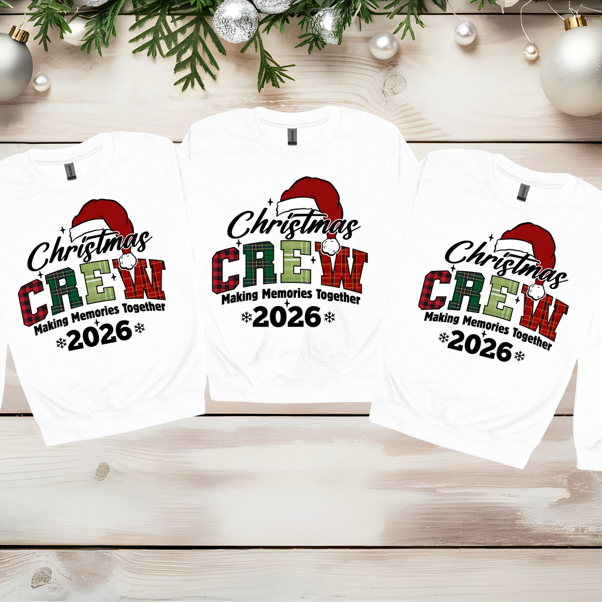 Matching Christmas Crew Family Sweatshirts - Christmas Crew Making Memories 2026: Matching Plaid Family Sweater