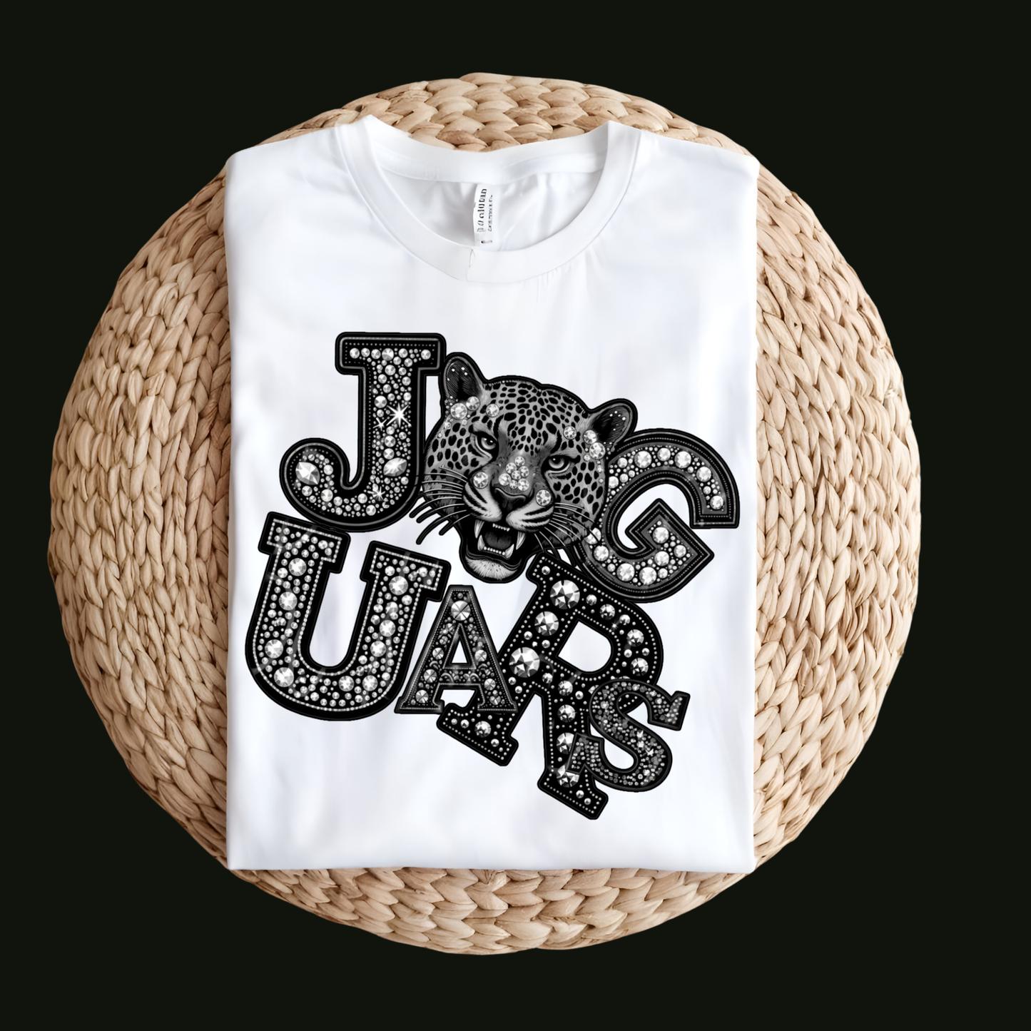 Jaguar Spirit Shirt - Sparkly Bling Jaguar Faux Rhinestone Mascot T-shirt