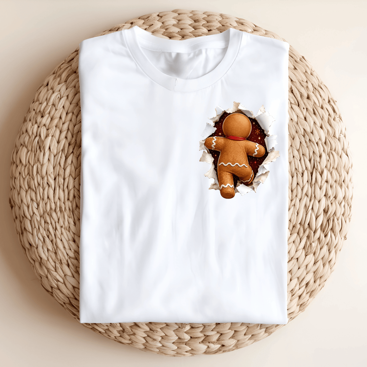 Gingerbread Christmas Shirt - 3D Torn Effect Holiday Tee, Crewneck, or Hoodie