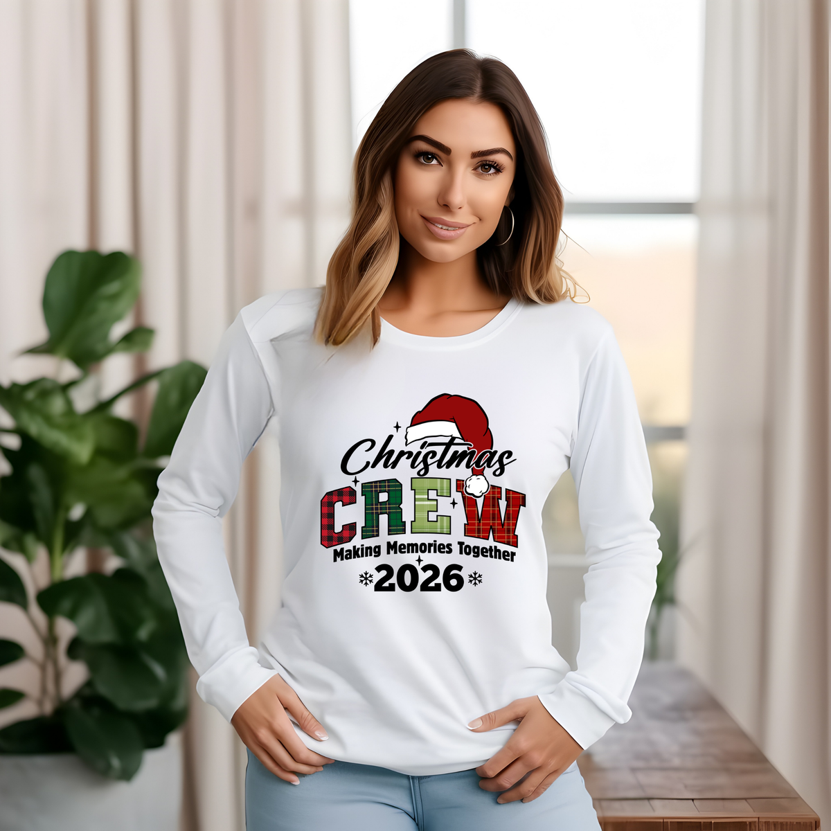 Matching Christmas Crew Family Sweatshirts - Christmas Crew Making Memories 2026: Matching Plaid Family Sweater