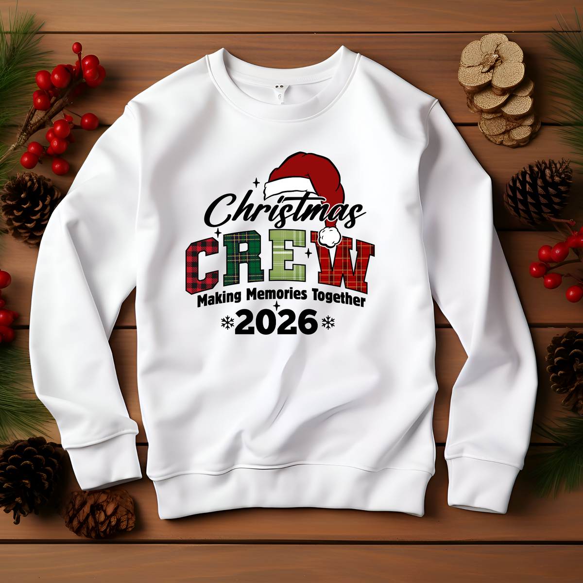 Matching Christmas Crew Family Sweatshirts - Christmas Crew Making Memories 2026: Matching Plaid Family Sweater