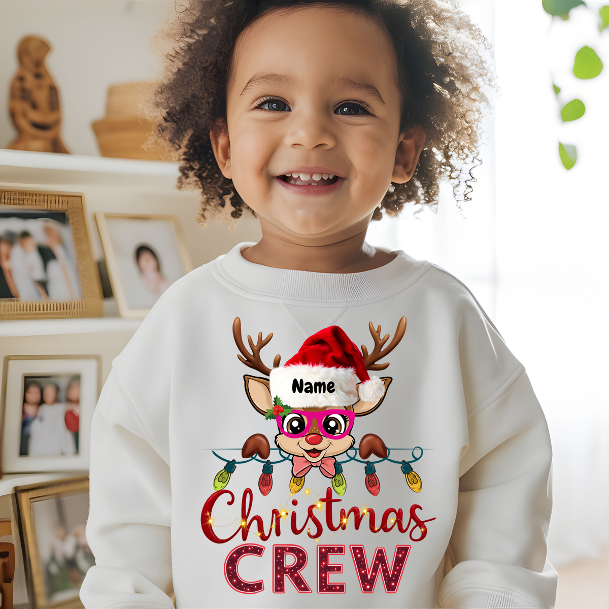 Custom Family Christmas Crew Shirts - Personalized Reindeer Matching Holiday Shirts