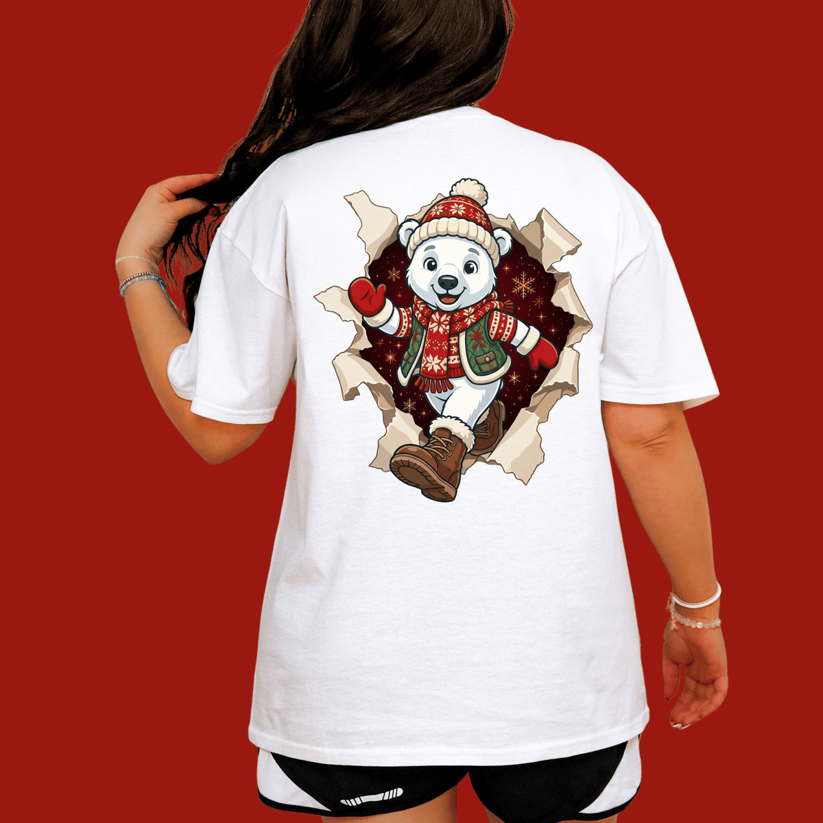 Polar Bear Christmas Shirt - 3D Torn Effect Holiday Tee, Crewneck, or Hoodie