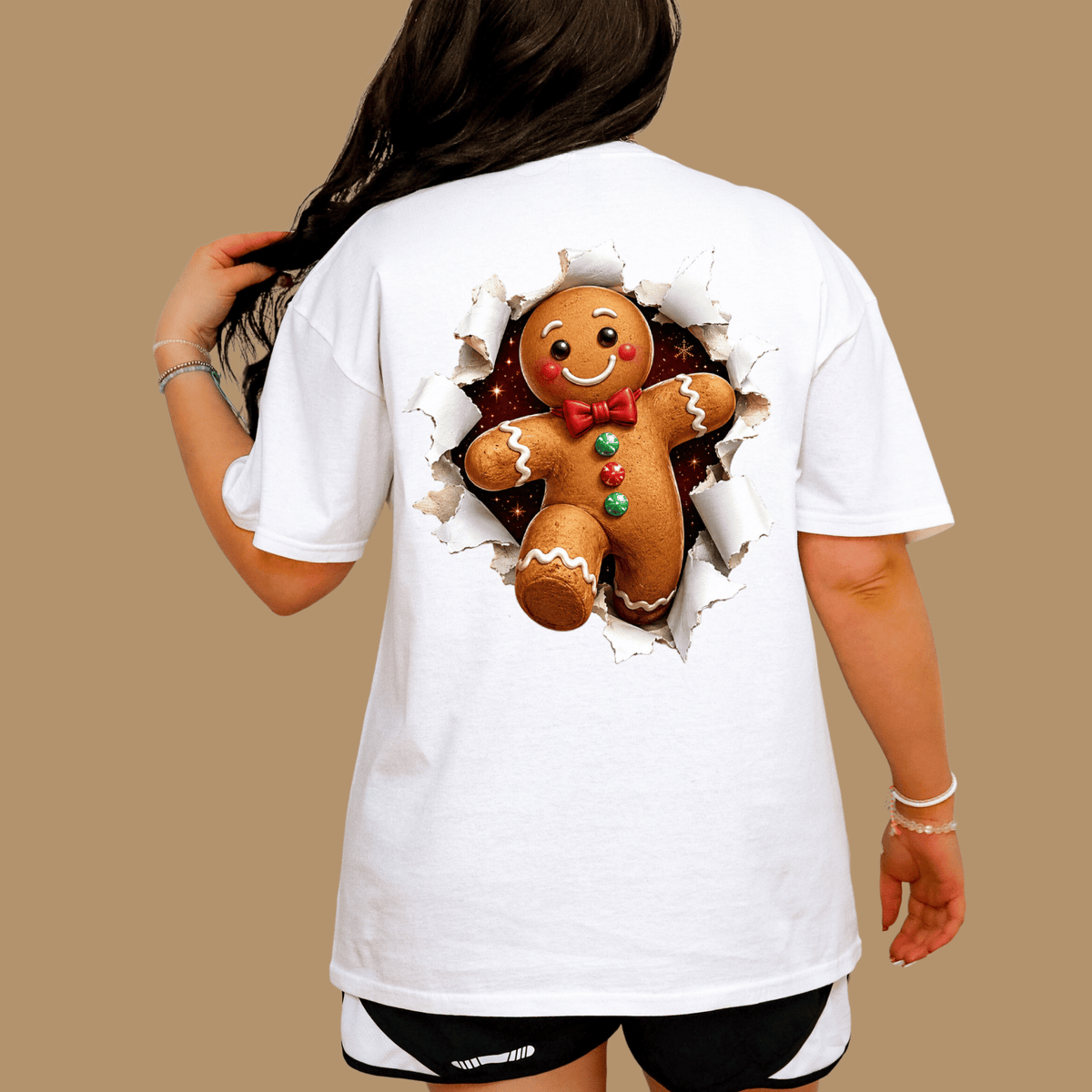 Gingerbread Christmas Shirt - 3D Torn Effect Holiday Tee, Crewneck, or Hoodie