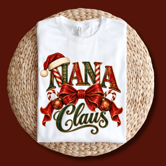 Nana Claus Christmas Shirt - Vintage "NANA Claus" Christmas Apparel, Short - Long Sleeve & Crewneck Sweater
