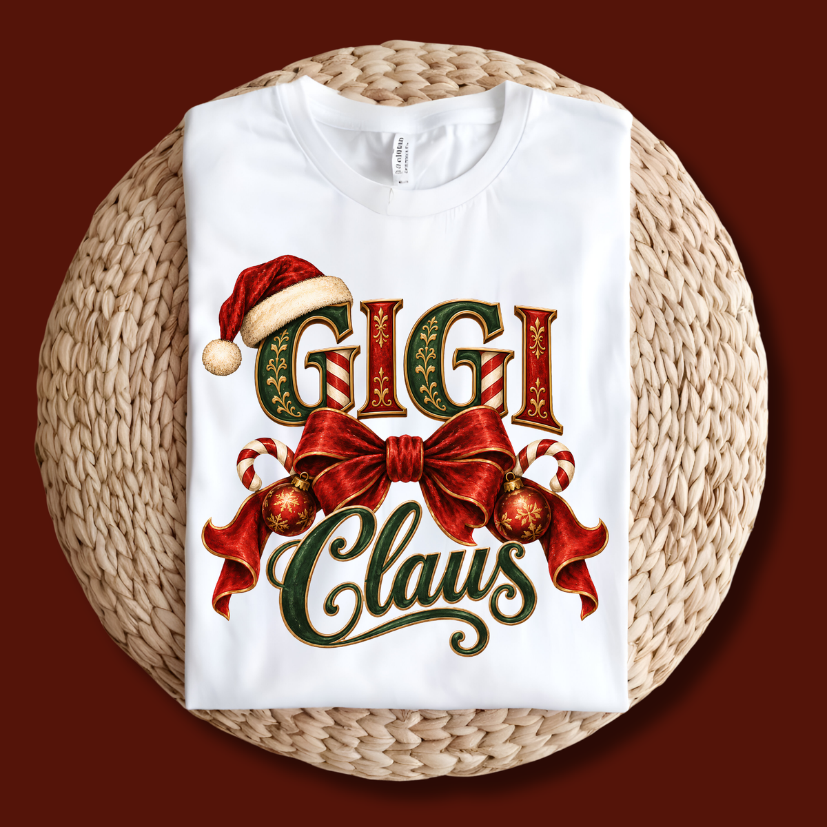 GIGI Claus Christmas Shirt - Vintage "GIGI Claus" Christmas Apparel, Short - Long Sleeve & Crewneck Sweater