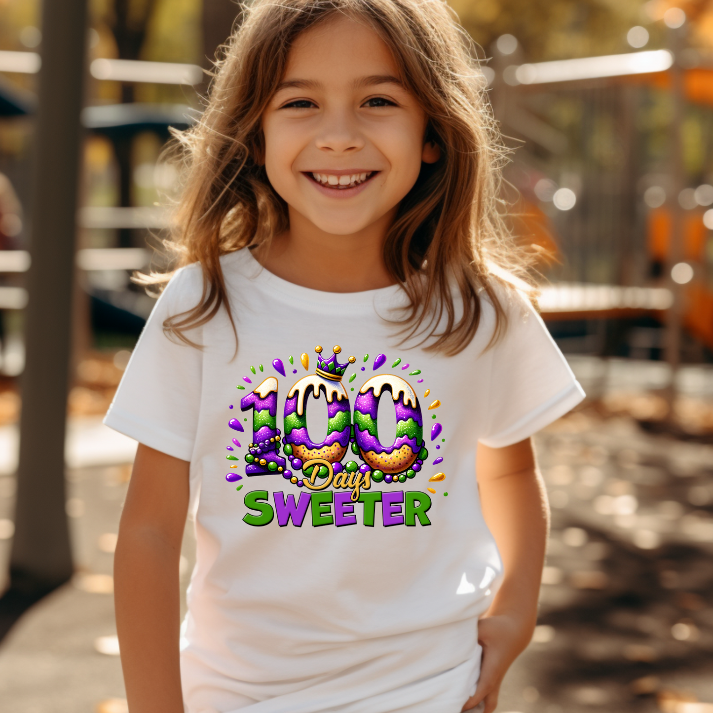 100 Days Smarter Shirt - Mardi Gras School Celebration Youth Shirt