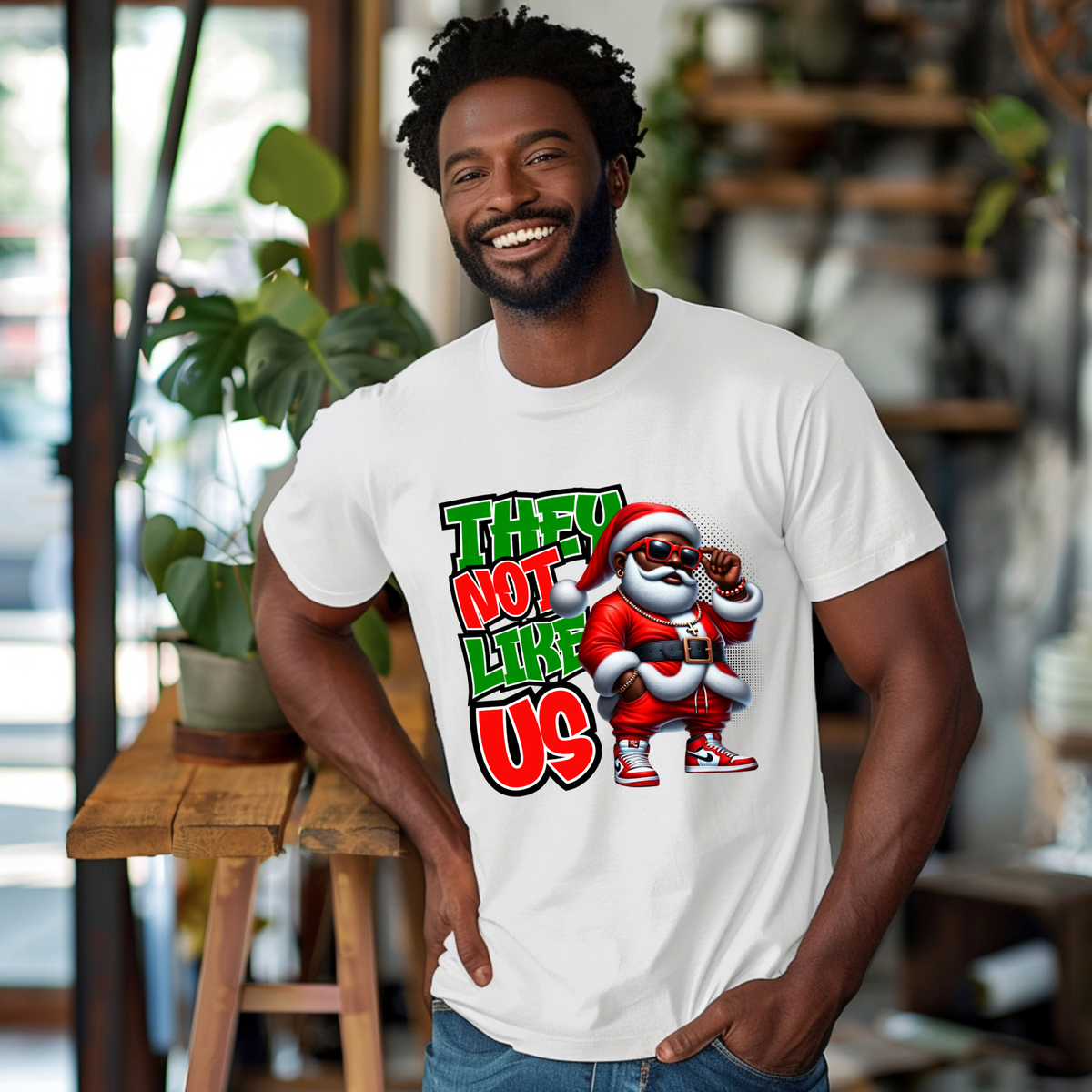 Black Santa Christmas Shirt -"They Not Like Us" Urban Sweatshirt