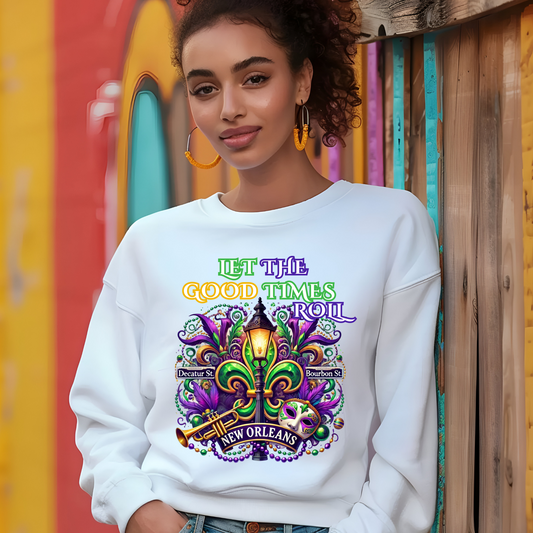 Women's Mardi Gras Sweater - Let the Good Times Roll in New Orleans Cozy Sweater