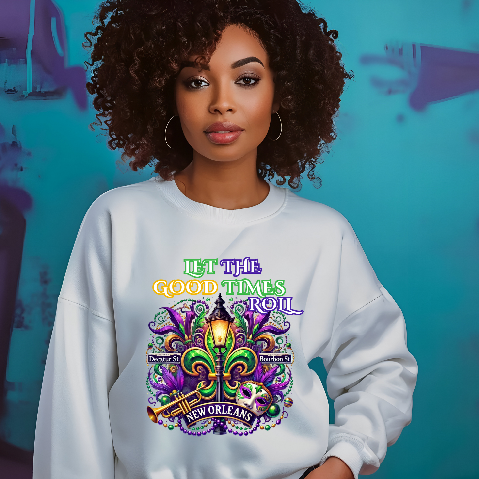 Women's Mardi Gras Sweater - Let the Good Times Roll in New Orleans Cozy Sweater
