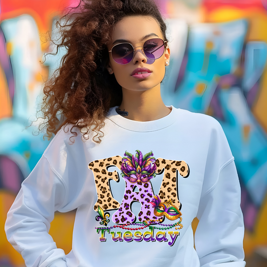 Women's Mardi Gras Sweatshirt - FAT TUESDAY Party Sweater to celebrate Mardi Gras Parades and FAT TUESDay in Style and Comfort
