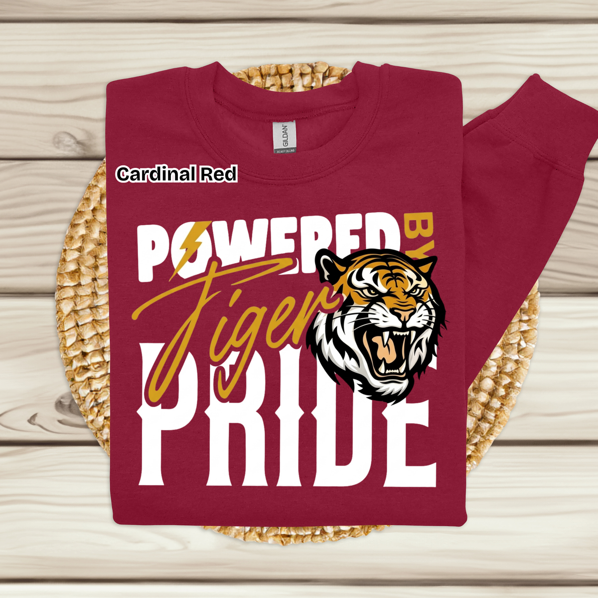 Tigers School Spirit Shirt  - "Powered by Tiger Pride" Game Day "Mascot" T-Shirt