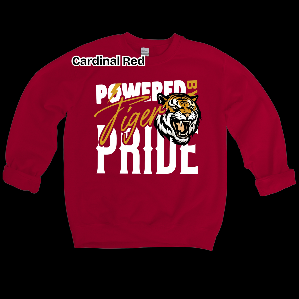 Tigers School Spirit Shirt  - "Powered by Tiger Pride" Game Day "Mascot" T-Shirt