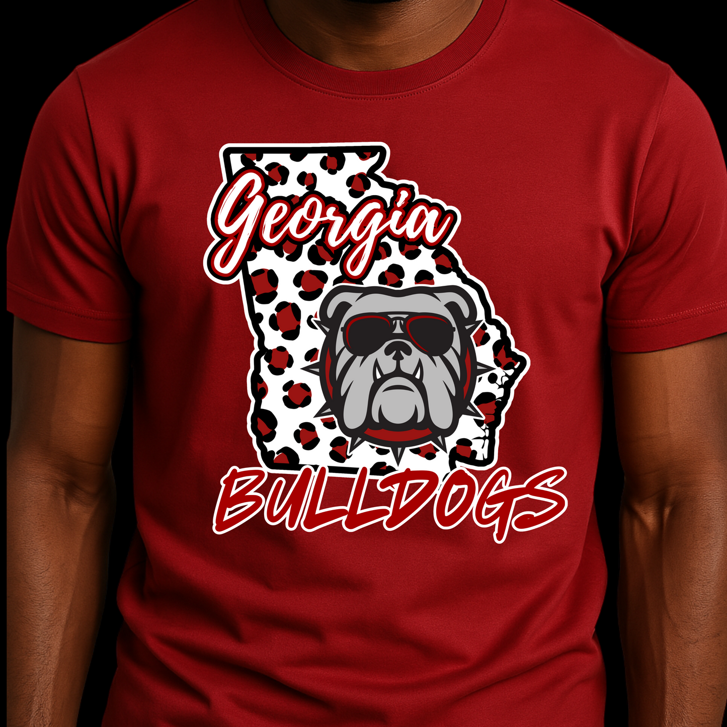 Red t-shirt with Georgia Bulldogs graphic design Georgia State Bulldogs - Georgia Bulldogs - School Pride Fan Spirit T-Shirt