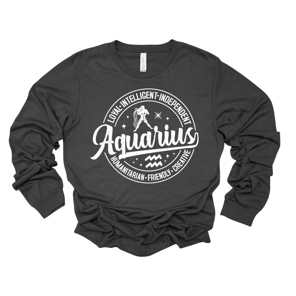 Aquarius Zodiac T-Shirt : Celestial Charm Aquarius Distressed Apparel