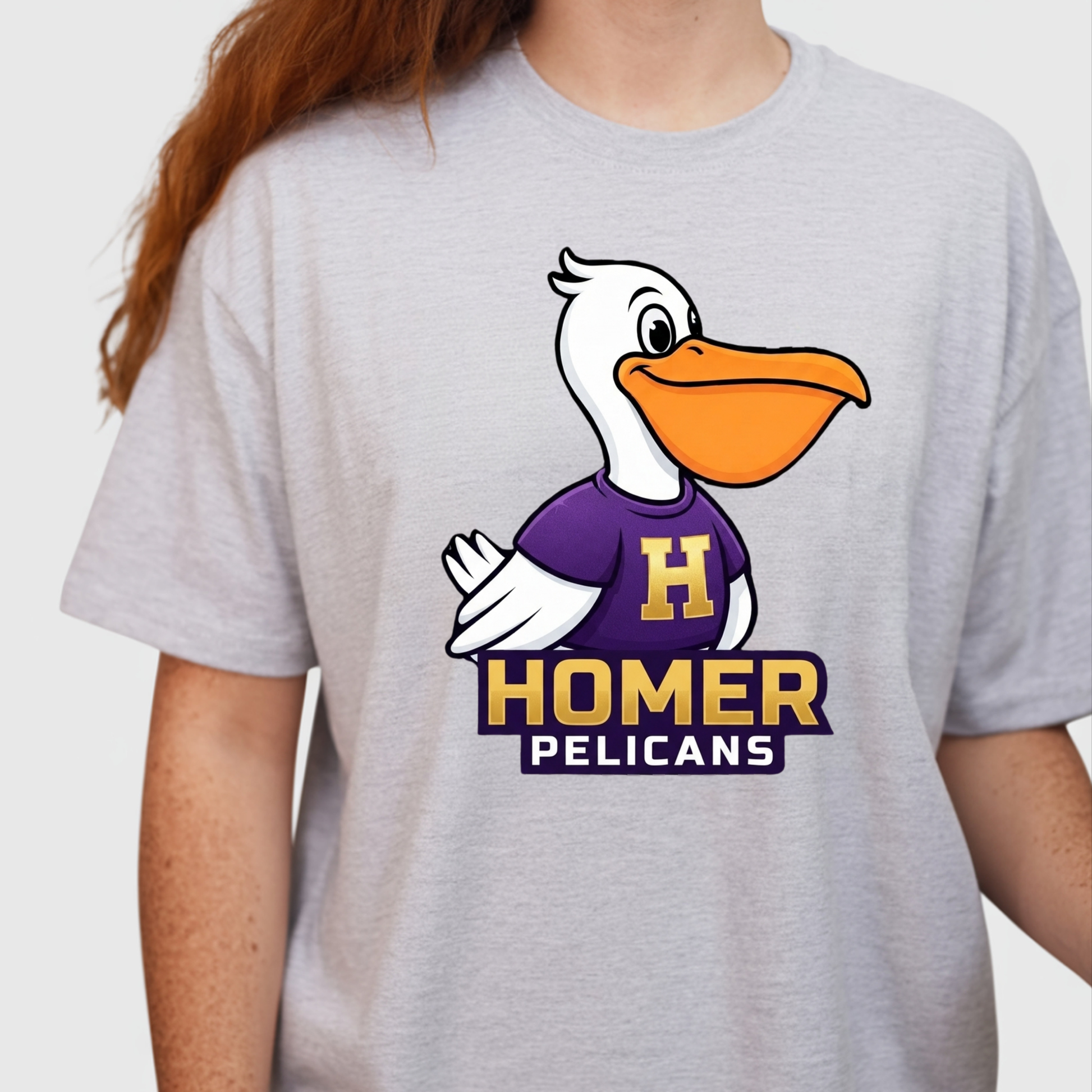 Official HOMER Pelicans Mascot Spirit Tee | Apparel for Students, Teachers & Families