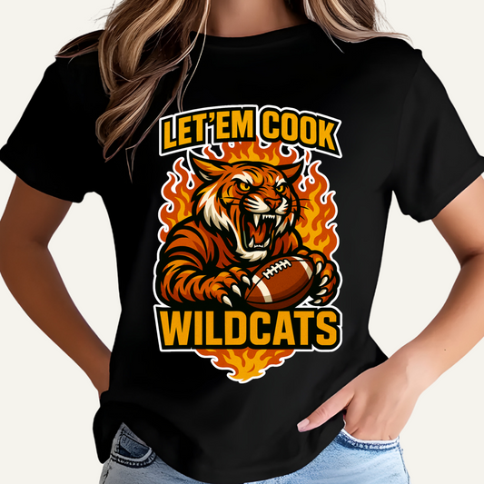 Wildcats Football Tee - Let 'Em Cook, Unisex Cotton Crew Shirt for Game Day
