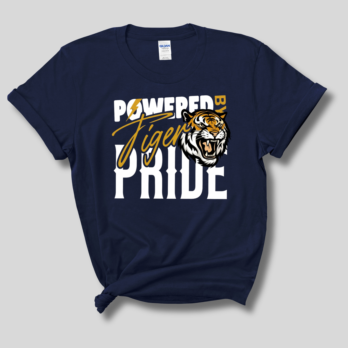 Tigers School Spirit Shirt  - "Powered by Tiger Pride" Game Day "Mascot" T-Shirt