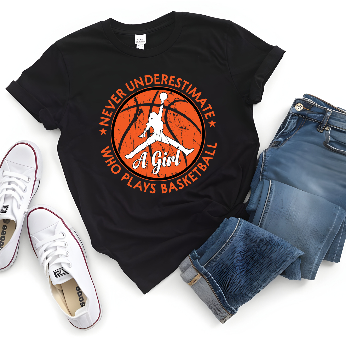 Girl Basketball Shirt - Never Underestimate a Girl Who Plays Basketball T-Shirt