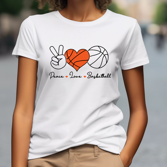 Basketball Shirt - Peace Love Basketball Long Sleeve T-Shirt for Boys & Girls Basketball