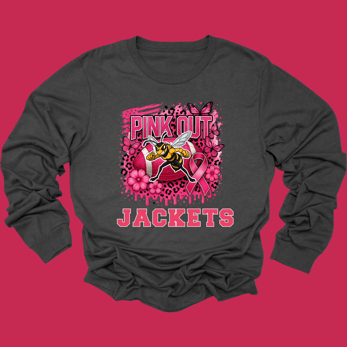 Pink Out Football Tee - Custom Pink Out Mascot Support T-Shirt