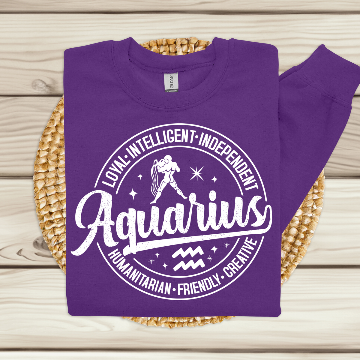Aquarius Zodiac T-Shirt : Celestial Charm Aquarius Distressed Apparel