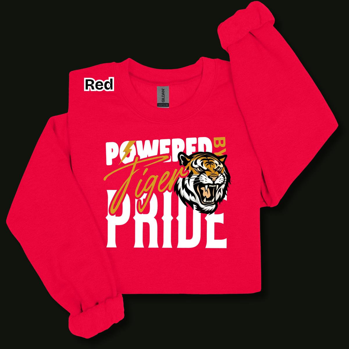 Tigers School Spirit Shirt  - "Powered by Tiger Pride" Game Day "Mascot" T-Shirt