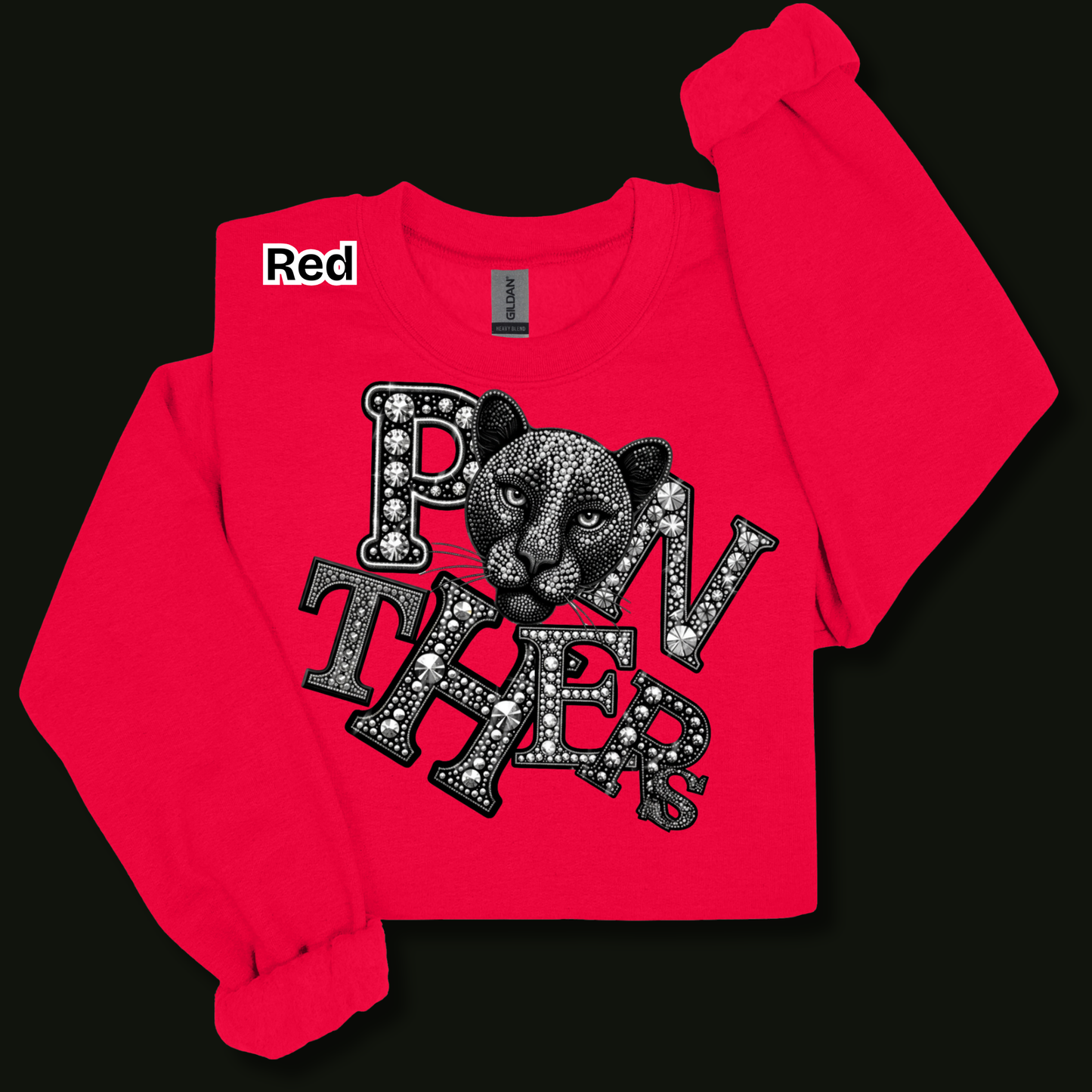 Panthers Spirit Shirt - Sparkly Bling Panther Faux Rhinestone Mascot T-shirt