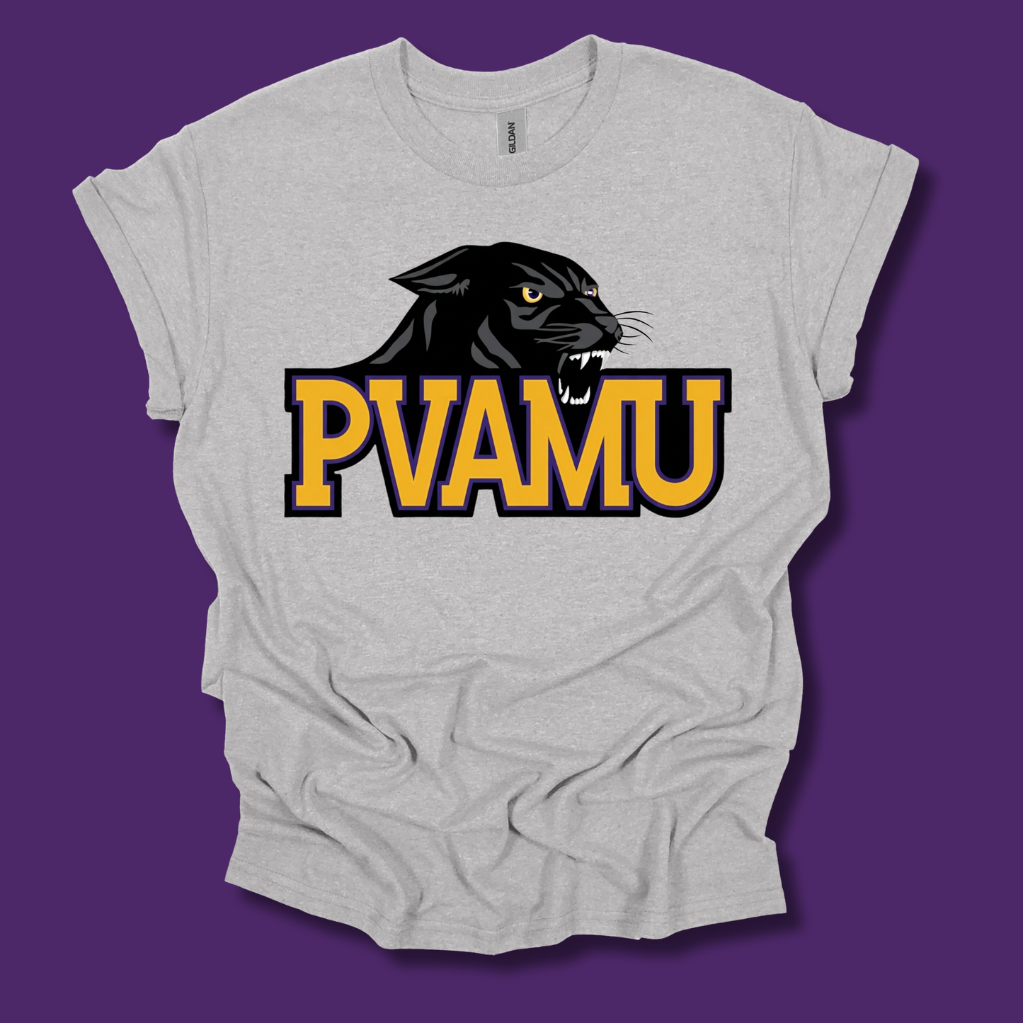 Prairie View Panthers T-shirt - PVAMU Panthers Mascot Purple & Gold HBCU Spirit Tee V2